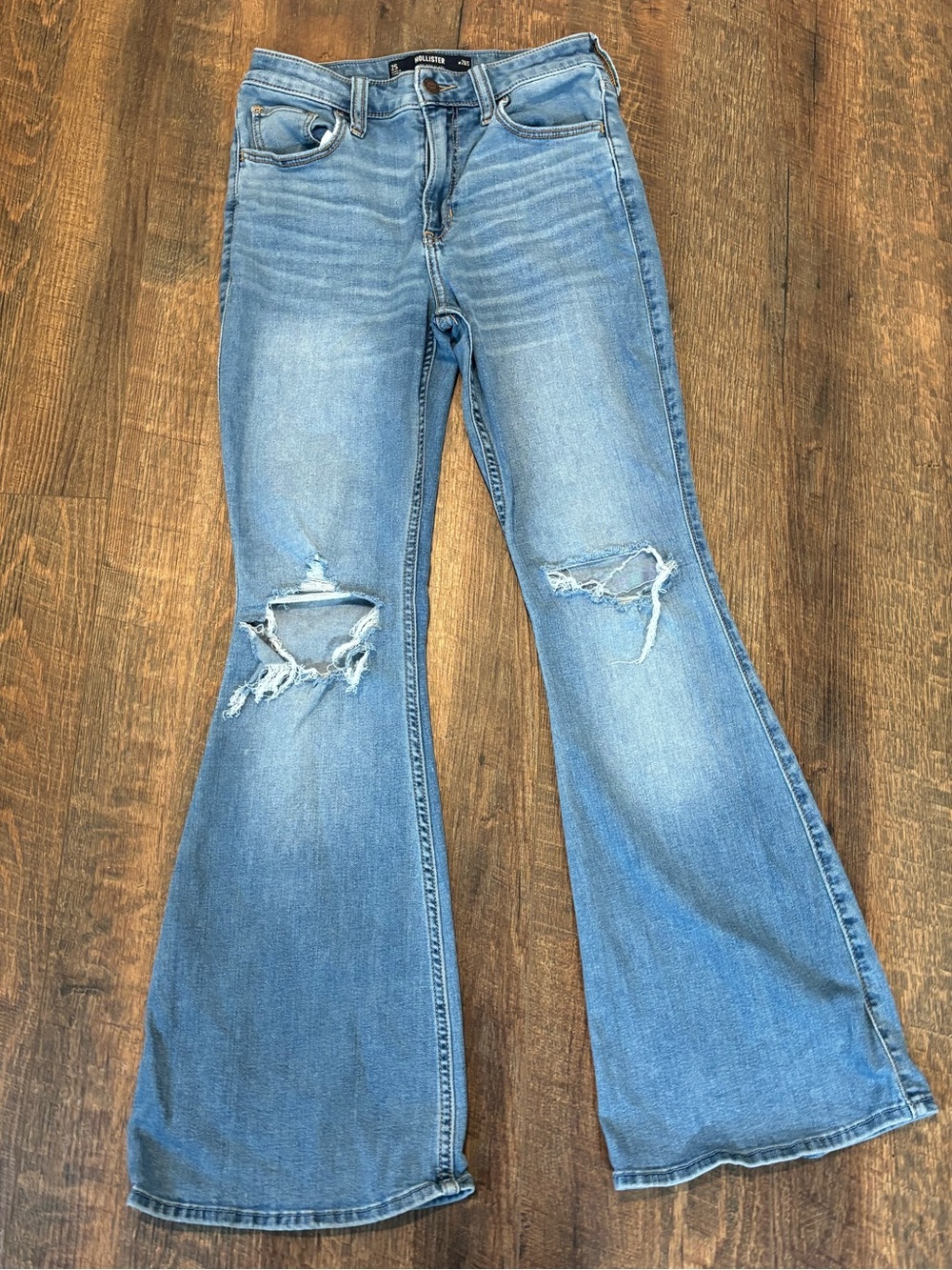 Hollister Light Blue Distressed Flare Jeans